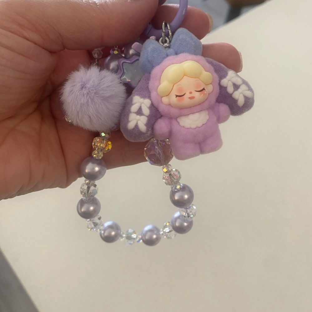 Purple kawaii character keychain